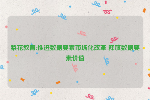 梨花教育:推进数据要素市场化改革 释放数据要素价值