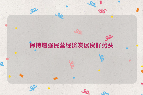 保持增强民营经济发展良好势头